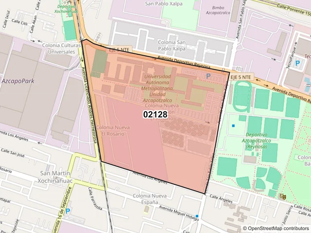Mapa del código postal 02128, Azcapotzalco, Ciudad de México