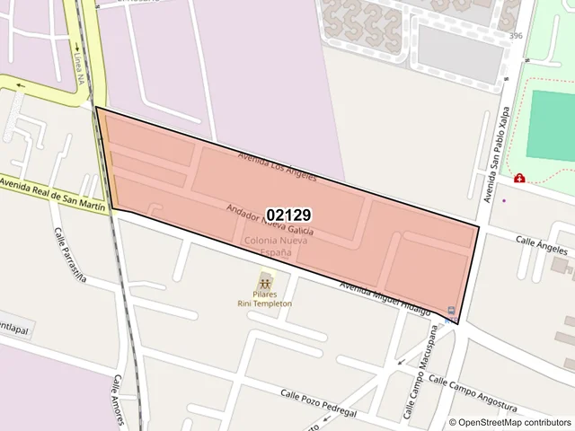 Mapa del código postal 02129, Azcapotzalco, Ciudad de México