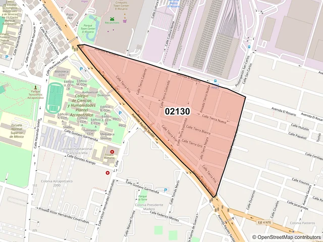 Mapa del código postal 02130, Azcapotzalco, Ciudad de México