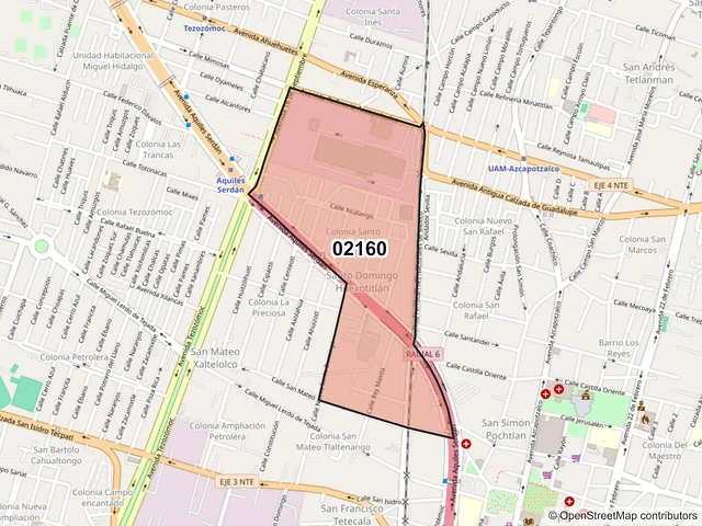 Mapa del código postal 02160, Azcapotzalco, Ciudad de México