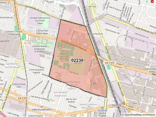 Mapa del código postal 02230, Azcapotzalco, Ciudad de México