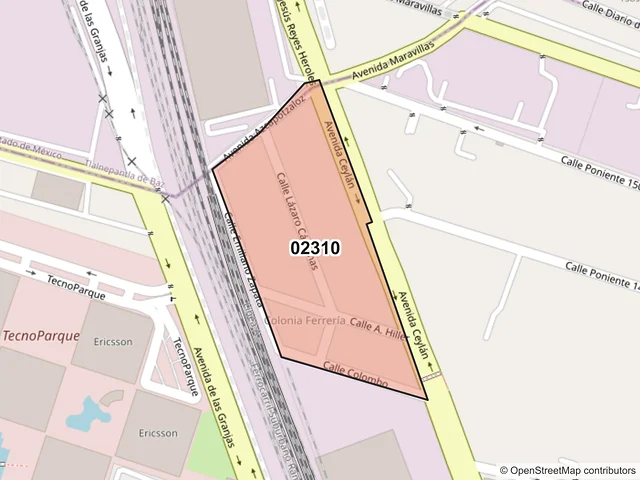 Mapa del código postal 02310, Azcapotzalco, Ciudad de México