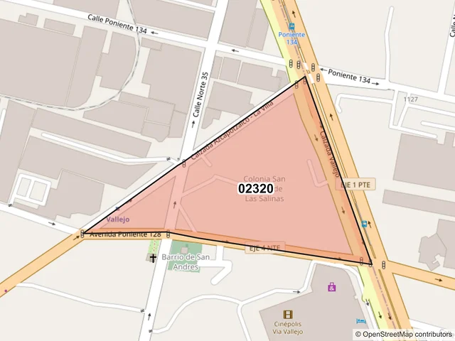 Mapa del código postal 02320, Azcapotzalco, Ciudad de México