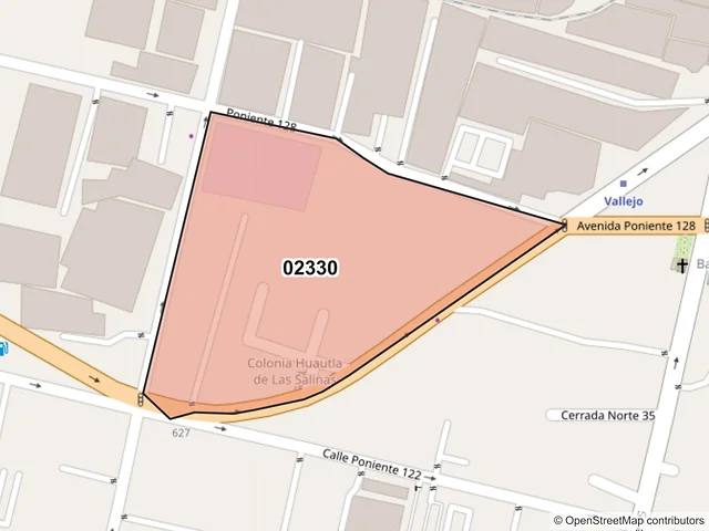 Mapa del código postal 02330, Azcapotzalco, Ciudad de México