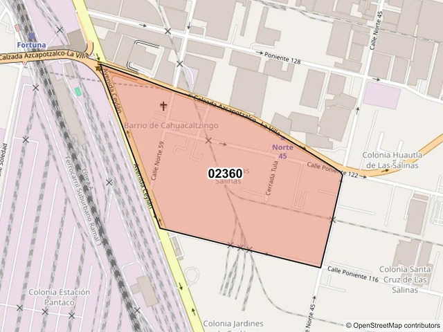 Mapa del código postal 02360, Azcapotzalco, Ciudad de México