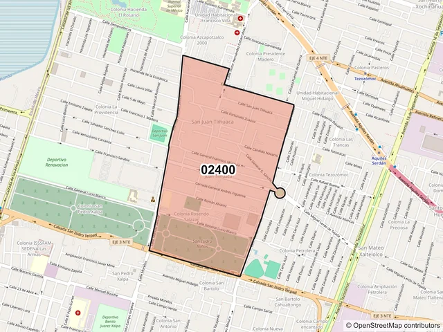Mapa del código postal 02400, Azcapotzalco, Ciudad de México