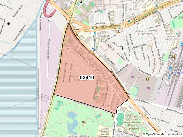 Mapa del código postal 02410, Azcapotzalco, Ciudad de México