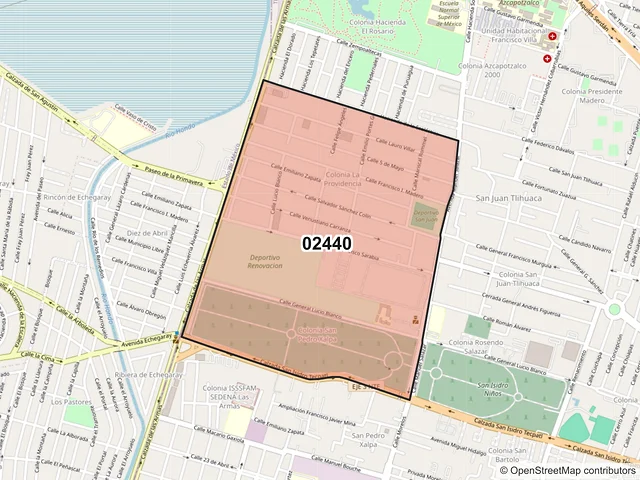 Mapa del código postal 02440, Azcapotzalco, Ciudad de México