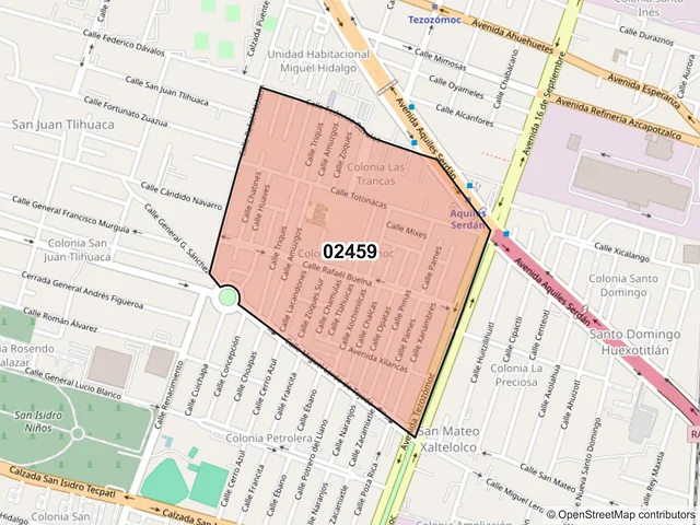 Mapa del código postal 02459, Azcapotzalco, Ciudad de México