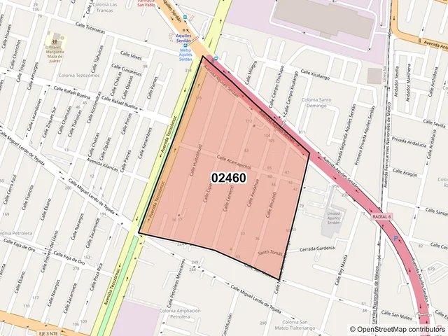 Mapa del código postal 02460, Azcapotzalco, Ciudad de México