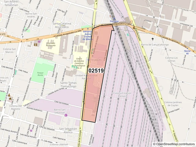 Mapa del código postal 02519, Azcapotzalco, Ciudad de México
