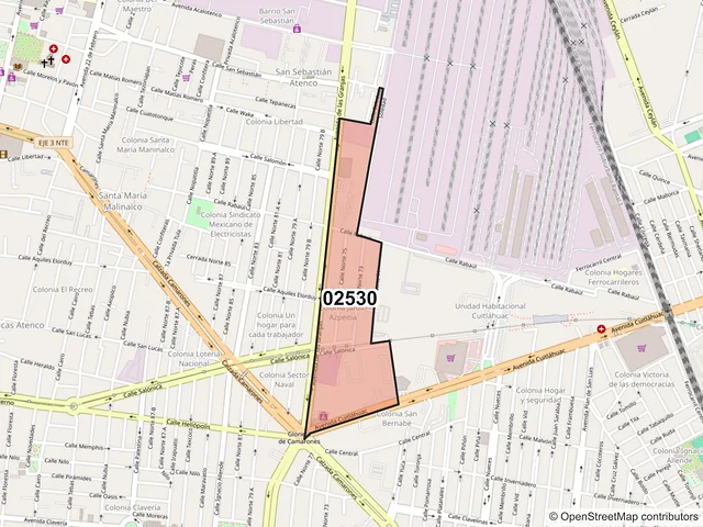 Mapa del código postal 02530, Azcapotzalco, Ciudad de México