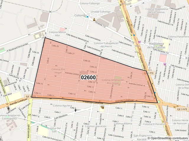 Mapa del código postal 02600, Azcapotzalco, Ciudad de México