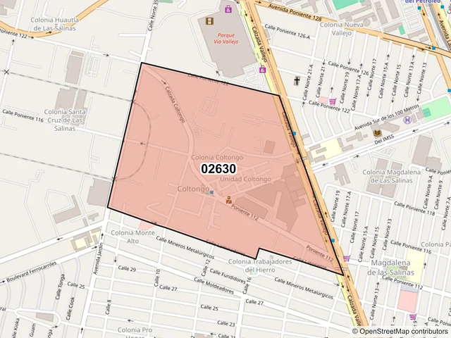 Mapa del código postal 02630, Azcapotzalco, Ciudad de México