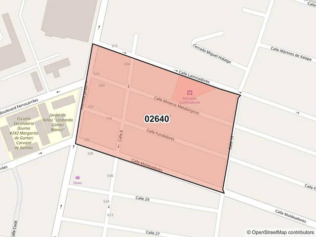 Mapa del código postal 02640, Azcapotzalco, Ciudad de México