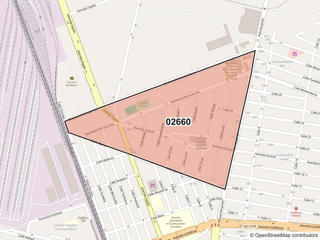 Mapa del código postal 02660, Azcapotzalco, Ciudad de México