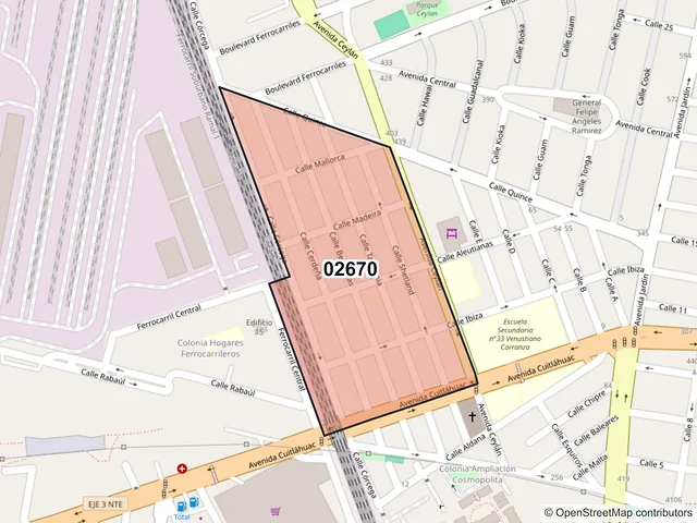 Mapa del código postal 02670, Azcapotzalco, Ciudad de México
