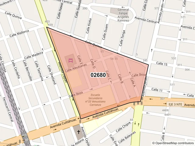 Mapa del código postal 02680, Azcapotzalco, Ciudad de México