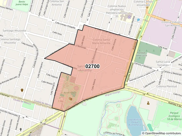 Mapa del código postal 02700, Azcapotzalco, Ciudad de México