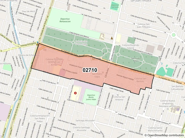 Mapa del código postal 02710, Azcapotzalco, Ciudad de México