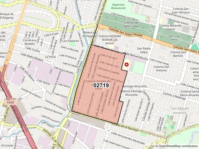 Mapa del código postal 02719, Azcapotzalco, Ciudad de México