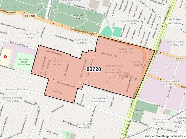 Mapa del código postal 02720, Azcapotzalco, Ciudad de México