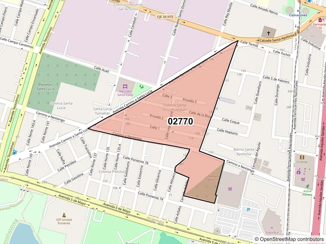 Mapa del código postal 02770, Azcapotzalco, Ciudad de México