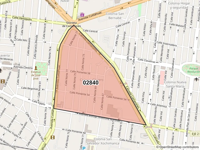 Mapa del código postal 02840, Azcapotzalco, Ciudad de México