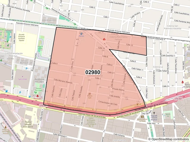Mapa del código postal 02980, Azcapotzalco, Ciudad de México