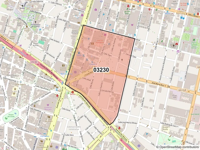 Mapa del código postal 03230, Benito Juárez, Ciudad de México