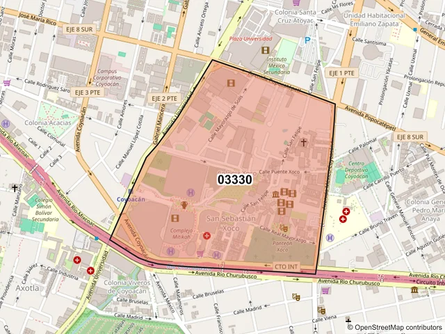 Mapa del código postal 03330, Benito Juárez, Ciudad de México