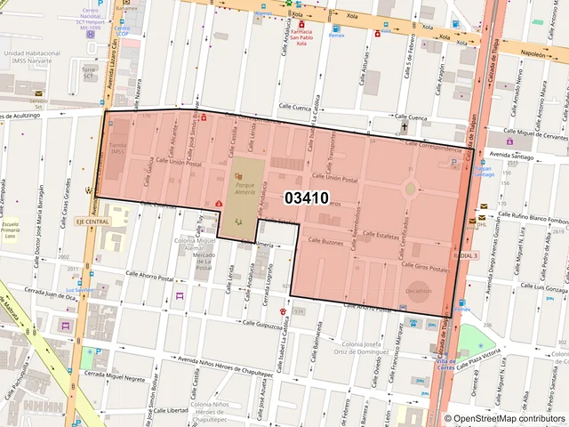 Mapa del código postal 03410, Benito Juárez, Ciudad de México