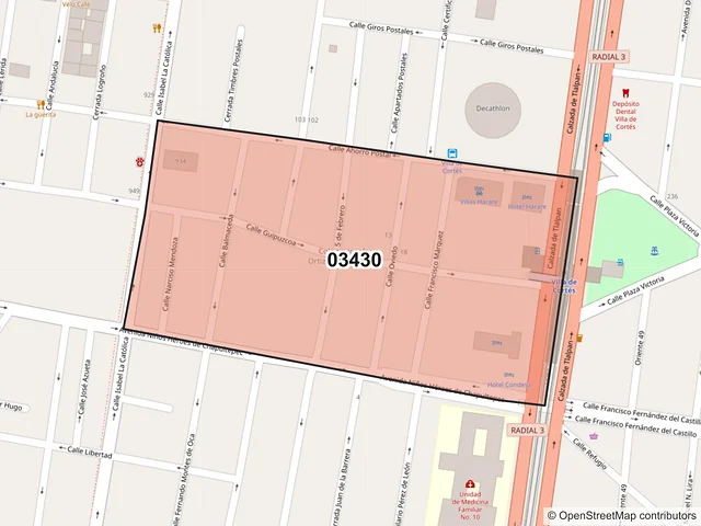 Mapa del código postal 03430, Benito Juárez, Ciudad de México