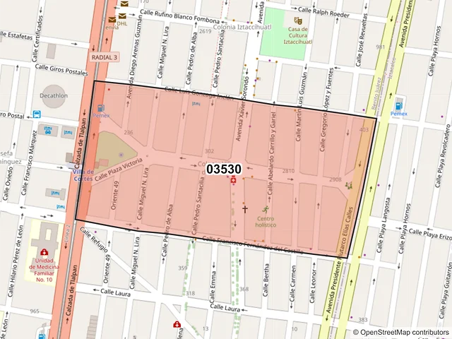 Mapa del código postal 03530, Benito Juárez, Ciudad de México