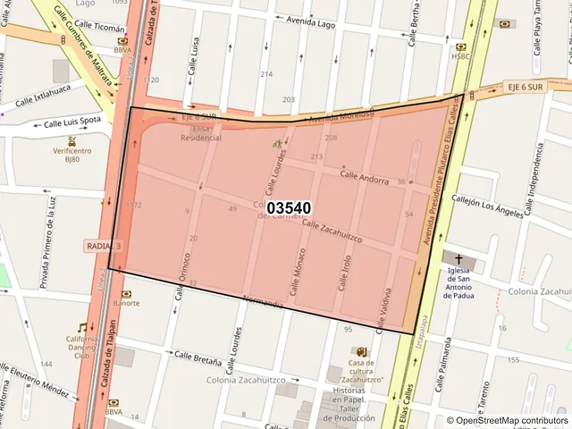 Mapa del código postal 03540, Benito Juárez, Ciudad de México