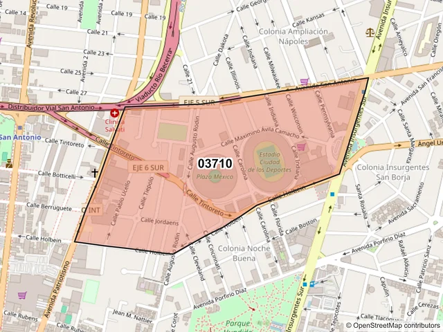 Mapa del código postal 03710, Benito Juárez, Ciudad de México