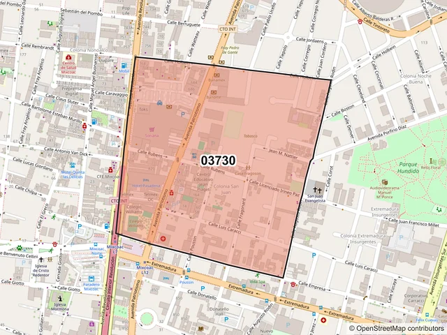 Mapa del código postal 03730, Benito Juárez, Ciudad de México