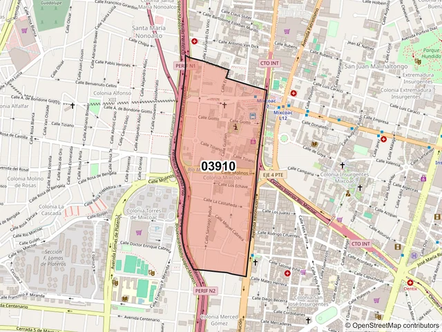 Mapa del código postal 03910, Benito Juárez, Ciudad de México