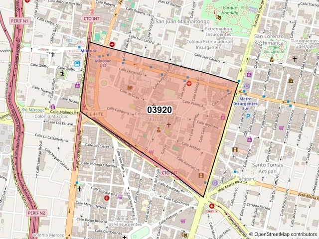 Mapa del código postal 03920, Benito Juárez, Ciudad de México