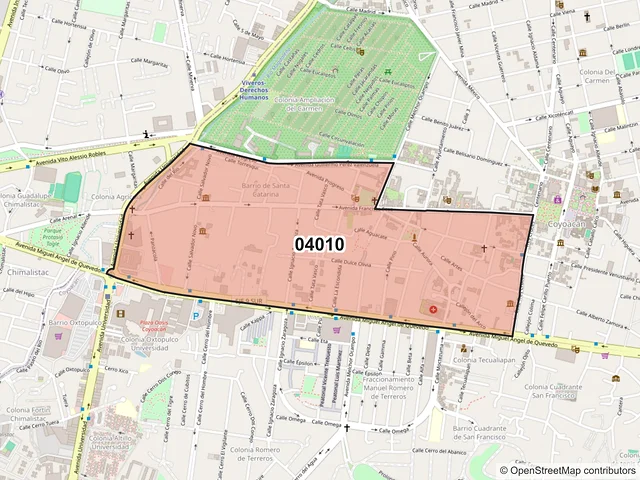 Mapa del código postal 04010, Coyoacán, Ciudad de México