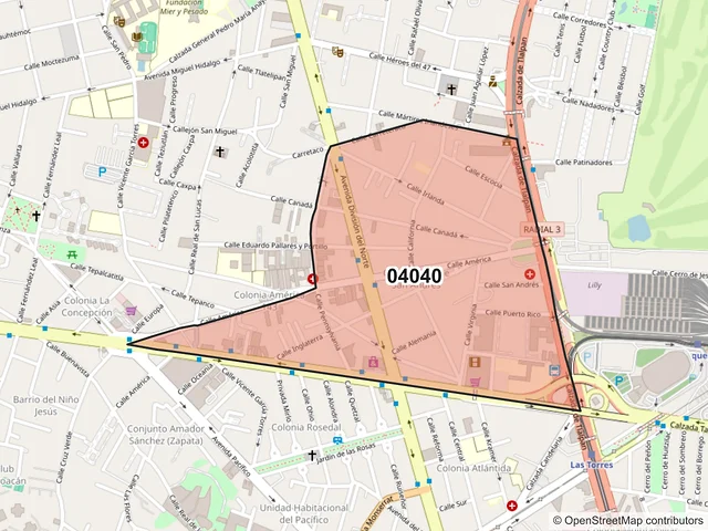 Mapa del código postal 04040, Coyoacán, Ciudad de México