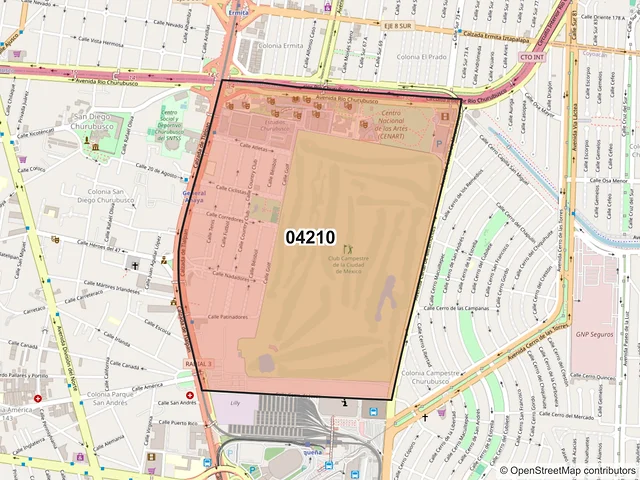 Mapa del código postal 04210, Coyoacán, Ciudad de México