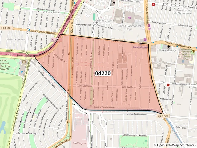 Mapa del código postal 04230, Coyoacán, Ciudad de México