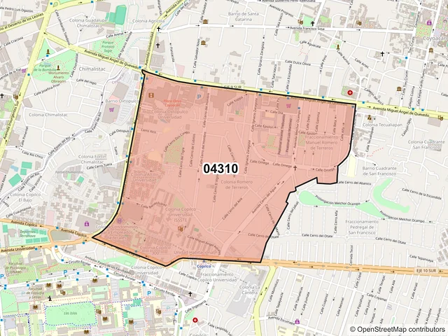 Mapa del código postal 04310, Coyoacán, Ciudad de México