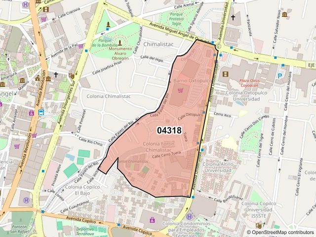 Mapa del código postal 04318, Coyoacán, Ciudad de México