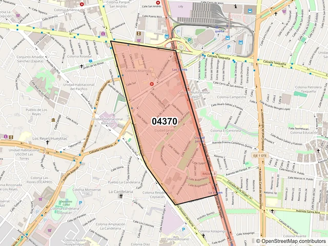Mapa del código postal 04370, Coyoacán, Ciudad de México