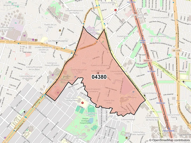 Mapa del código postal 04380, Coyoacán, Ciudad de México