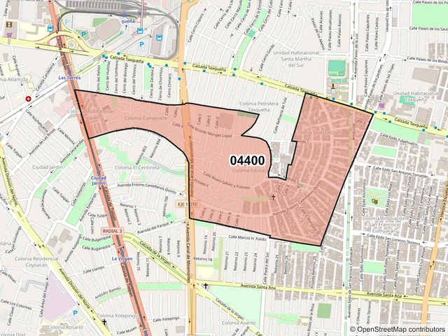 Mapa del código postal 04400, Coyoacán, Ciudad de México