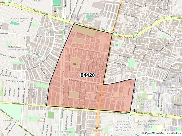 Mapa del código postal 04420, Coyoacán, Ciudad de México