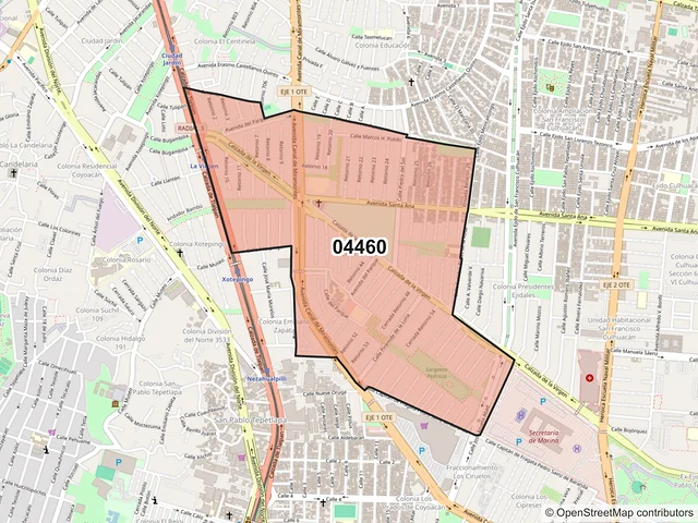 Mapa del código postal 04460, Coyoacán, Ciudad de México